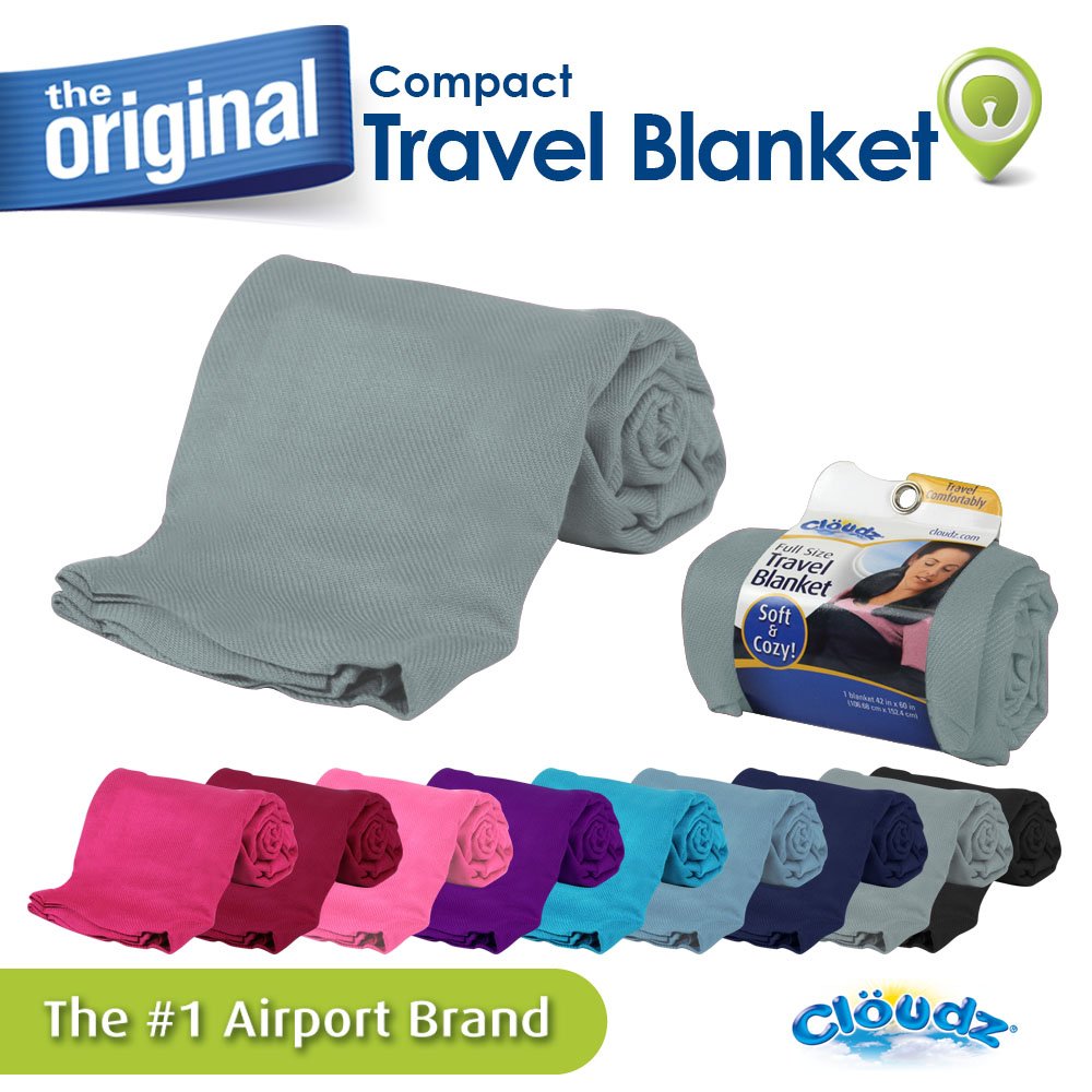 Cloudz Cozy Compact Airplane Travel Blanket for Your Flight, Car, Camping, Home or Comforting