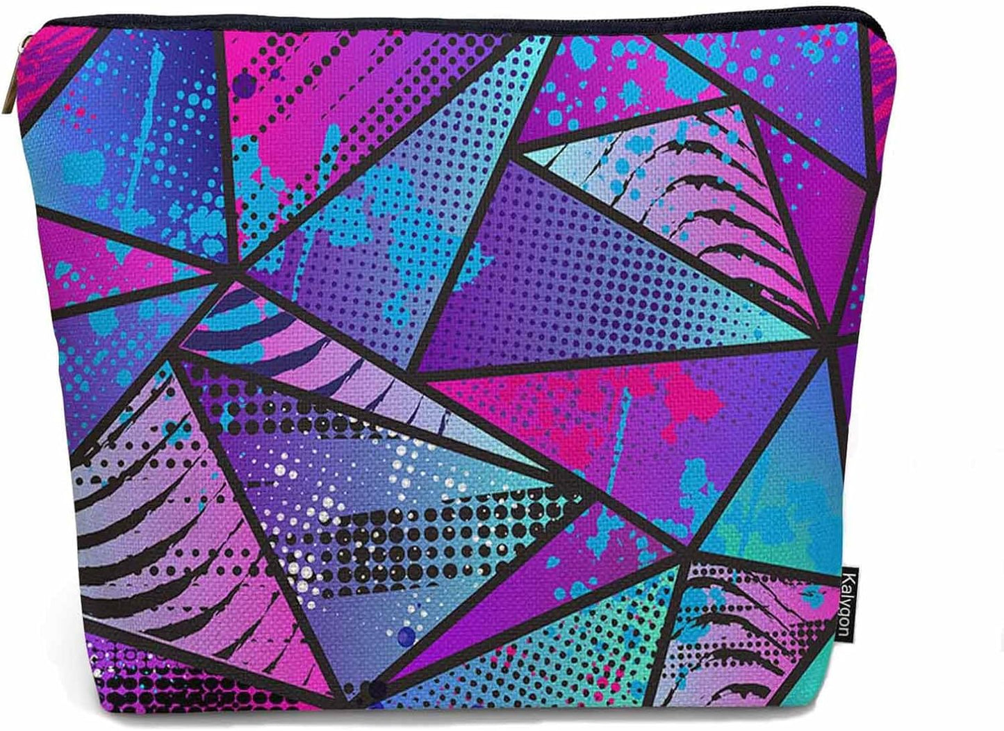 Chaotic Triangles Makeup Organizer Bag Cosmetic Bag For Men Women Chaotic Geometric Graffiti Triangle Travel Toiletry Bag Flax Makeup Bags Purse Business Makeup Pouch For Toiletries Cosmetics