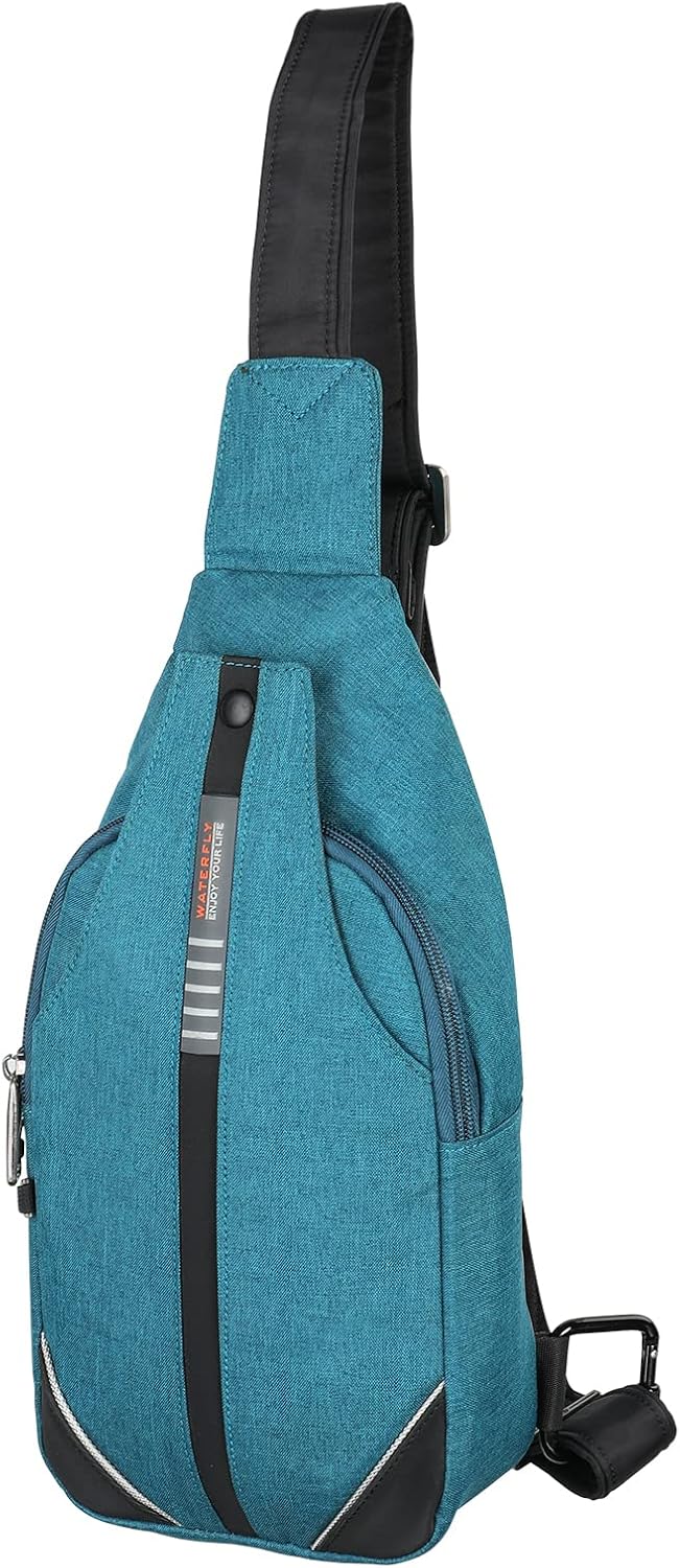WATERFLY Tiny Crossbody Sling Backpack Anti Theft Backpack for Traveling Chest Shoulder Bag (Teal Blue)