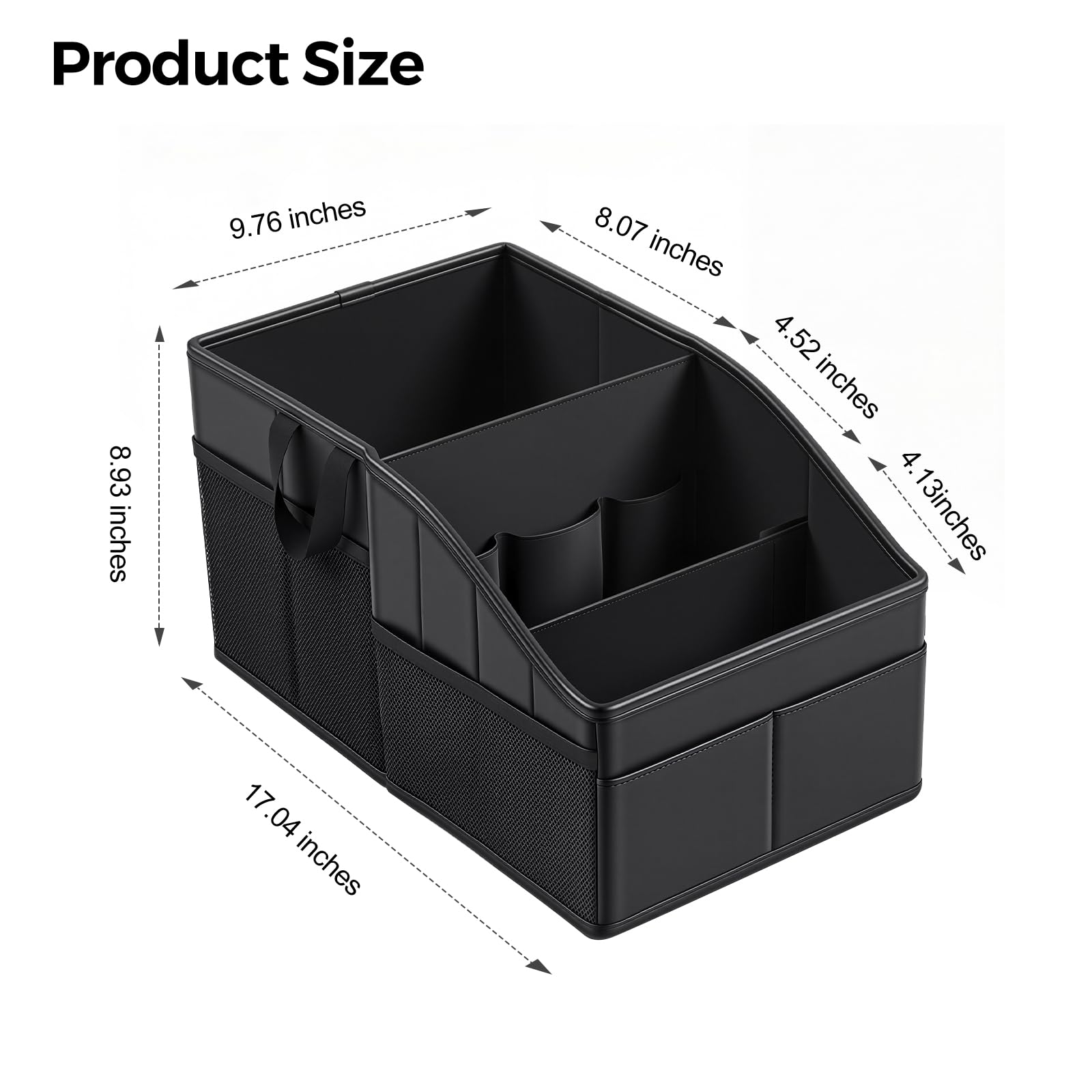 WHHMK Sturdy Leather Car Storage Support Up to 33 LB of Weight, Black
