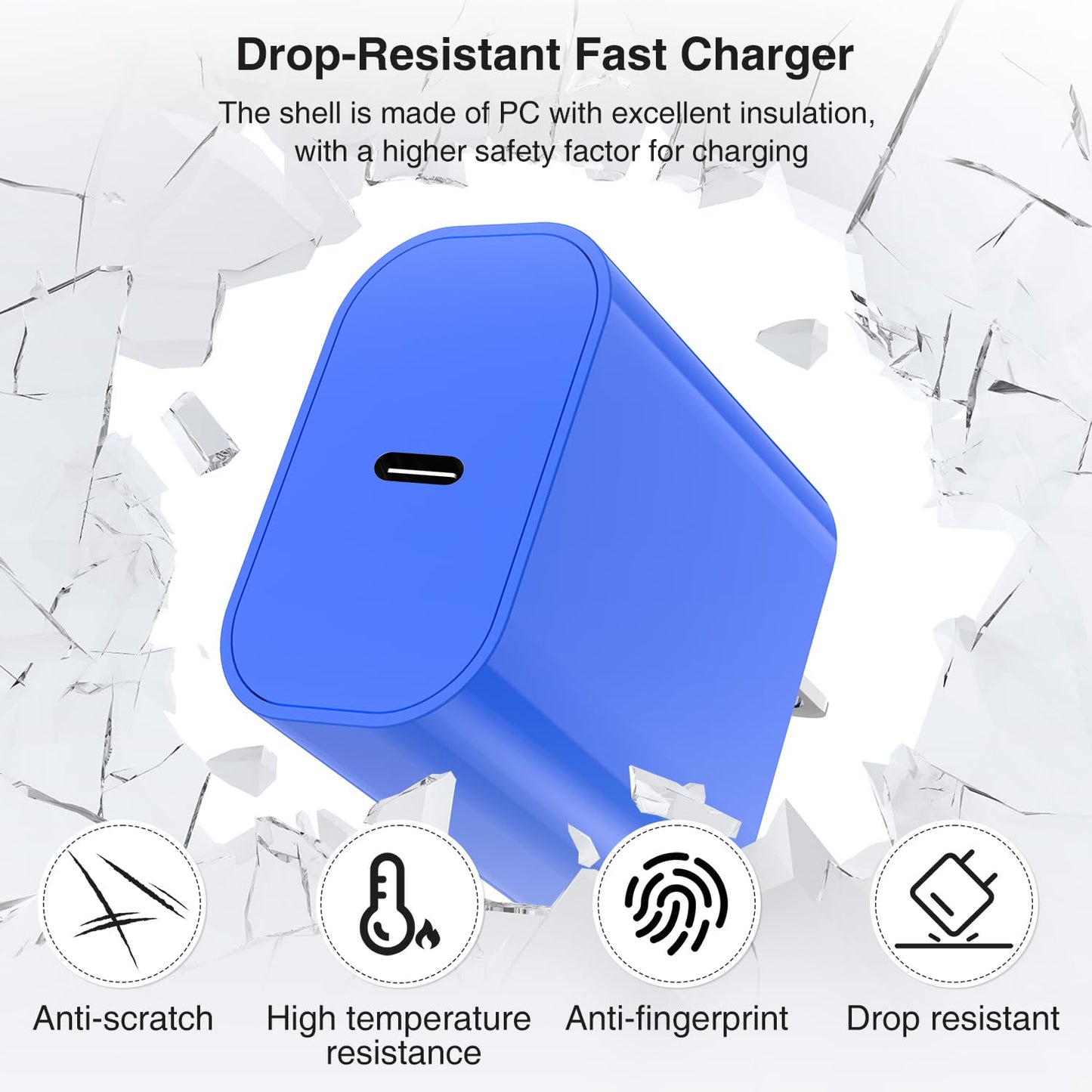 iPhone 17 16 15 Charger Block and 10ft Type C to C Cable Cord Long, 20W USB C Fast Charging Plug for Apple iPhone 17 Pro Max/17 Air/16 Pro Max/16 Plus/15 Pro/15/AirPods/iPad/Mini Wall Cube Brick Box