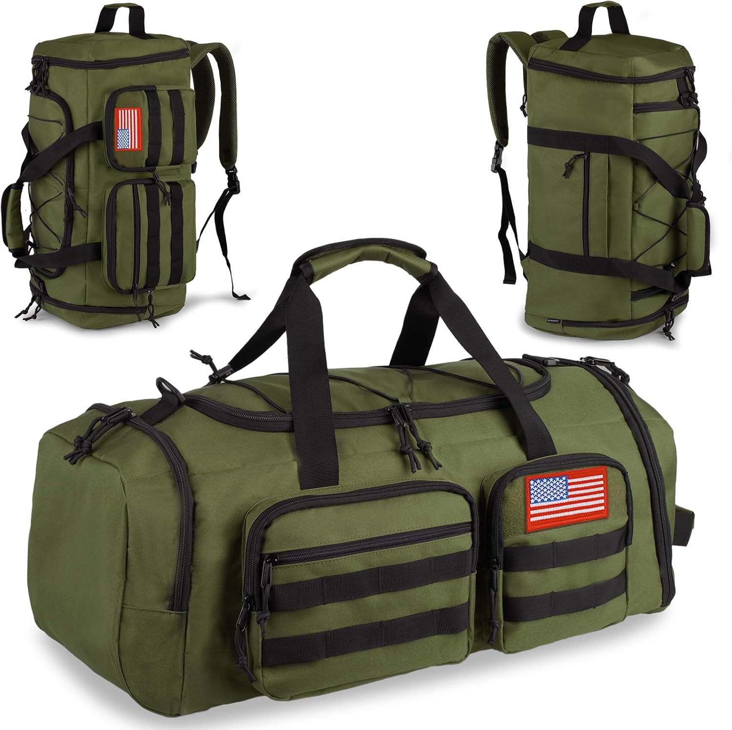 Tactical Gym Bag for Men，50L Large 3 in 1 Sports Duffle Bag with Shoes Compartment for Travel,Water