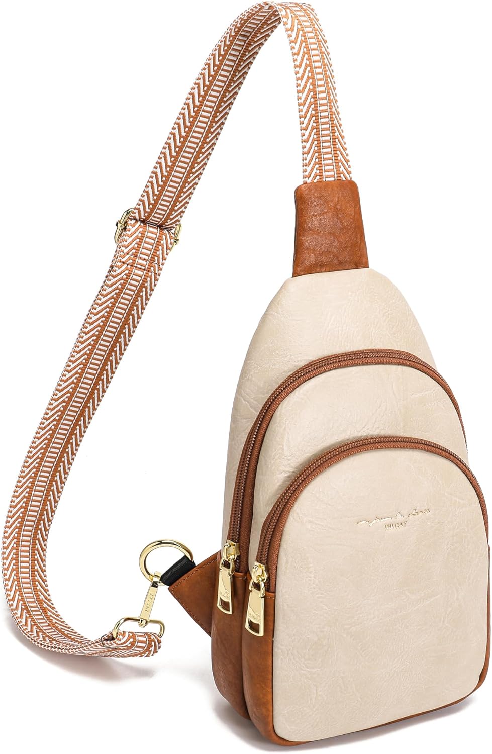 INICAT Crossbody Sling Bags Travel Cross Body Purses Faux Leather Fanny Packs Chest Bag for Women