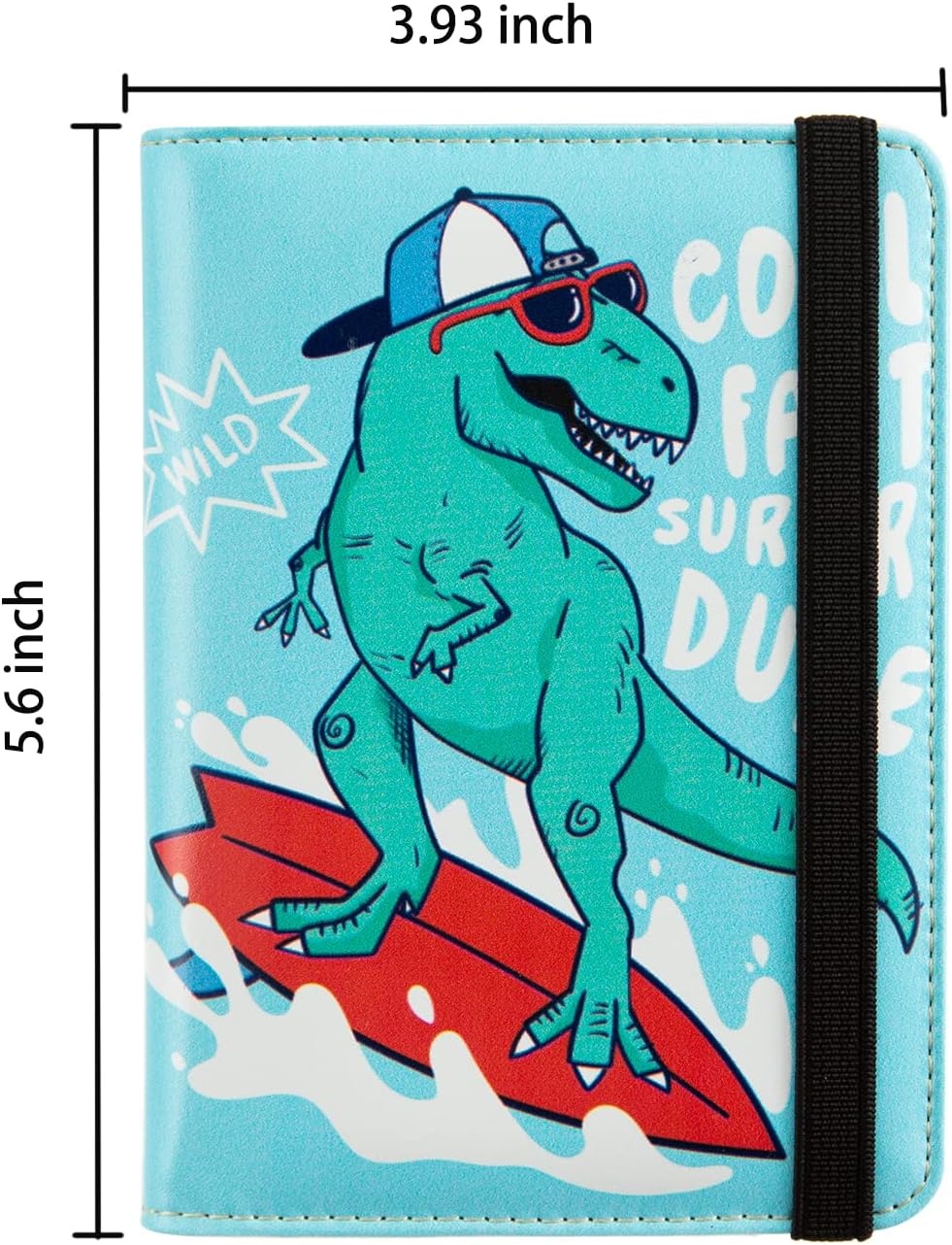 passport Holder,Rfid Blocking Travel Wallet Credit Card Case Cute Passport cover for Women/Men,Boys Girls Travel Essentials (Surfer Dinosaur)