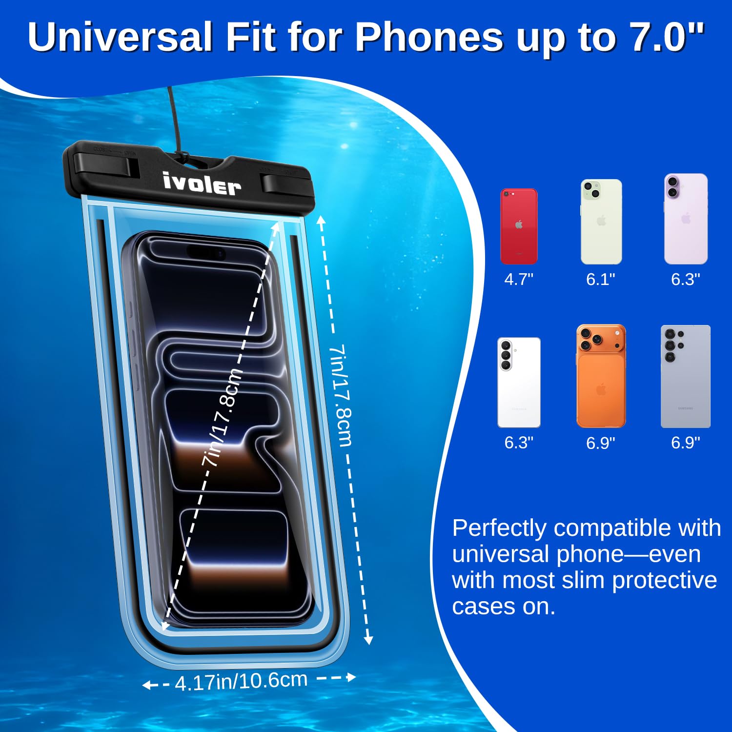 ivoler 2-Pack Waterproof Phone Pouch, Cell Phone Dry Bag for iPhone 17/16/15 Pro Max, Samsung