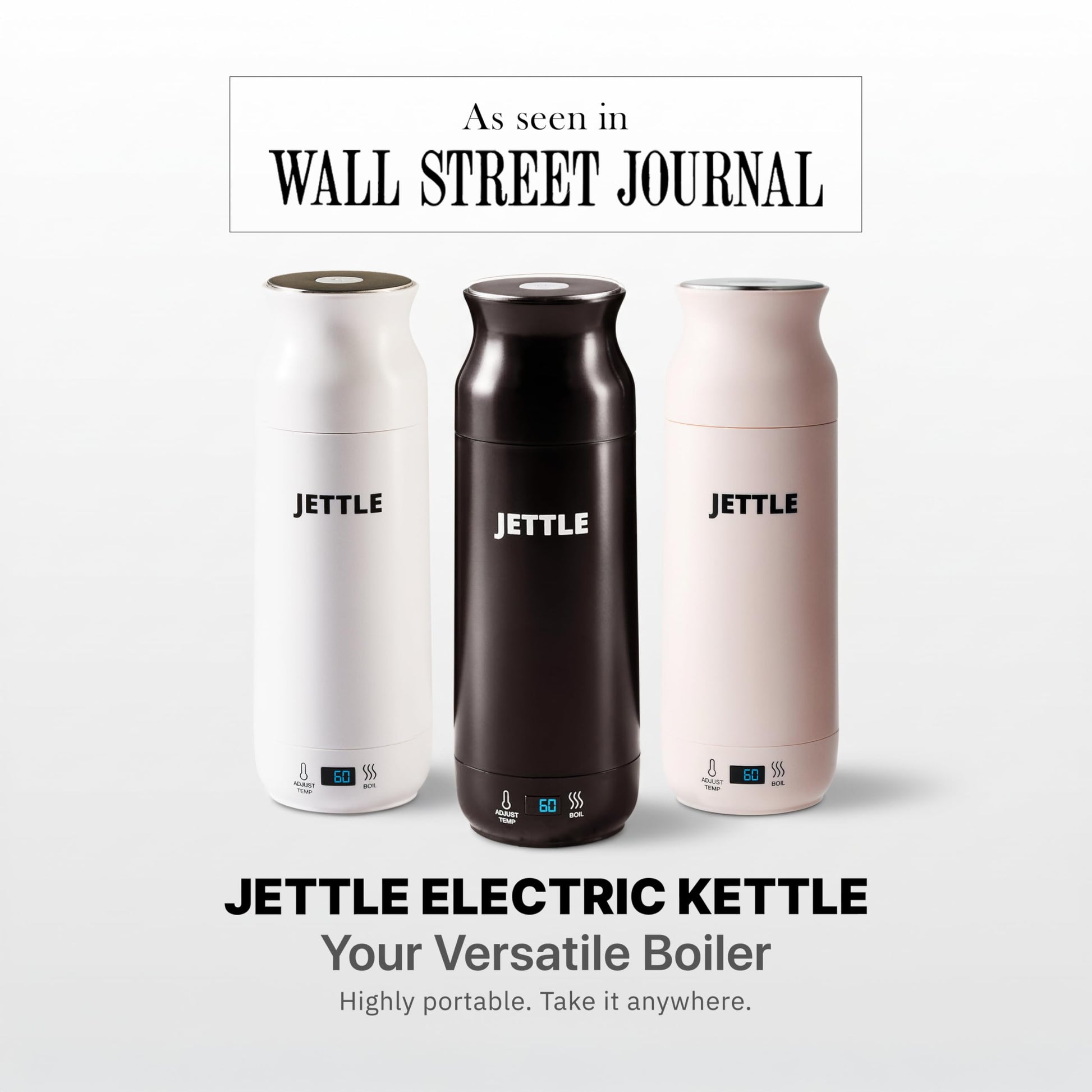 Jettle Portable Electric Kettle, 450ml Travel Water Boiler with LED, Black