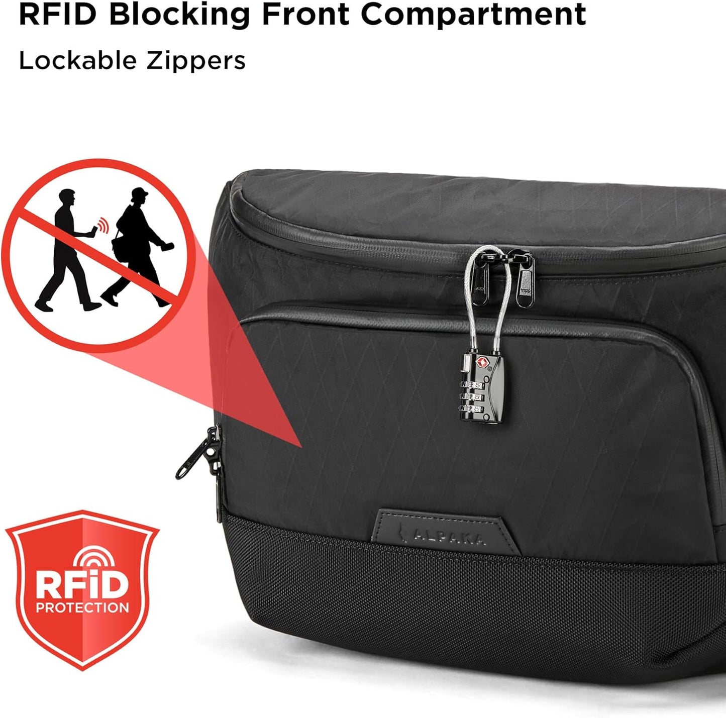 ALPAKA Bravo Sling Max, 8L RFID-Blocking Sling Laptop Bag for Men with Maglockz Buckle, Lockable Zips & External USB Port