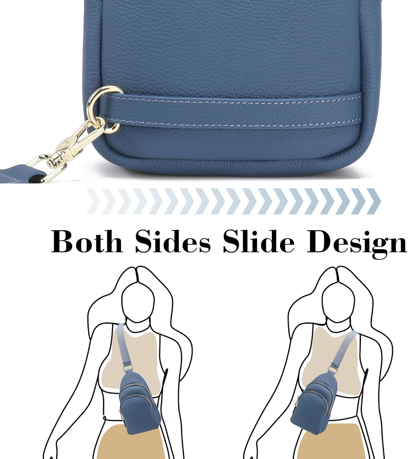 INICAT Crossbody Sling Bags Travel Cross Body Purses Faux Leather Fanny Packs Chest Bag for Women