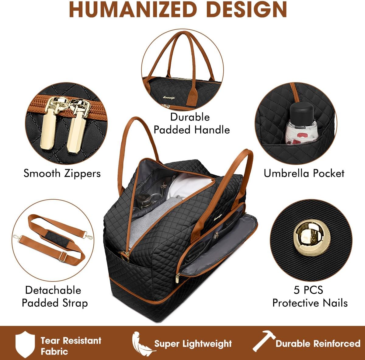 Travel Duffle Bag Weekender for Women - 38L Carry-On Overnight Personal Item Bag with Shoe Compartment & Wet Pocket Weekend Tote Bags with Toiletry Hospital Bags for Labor and Delivery