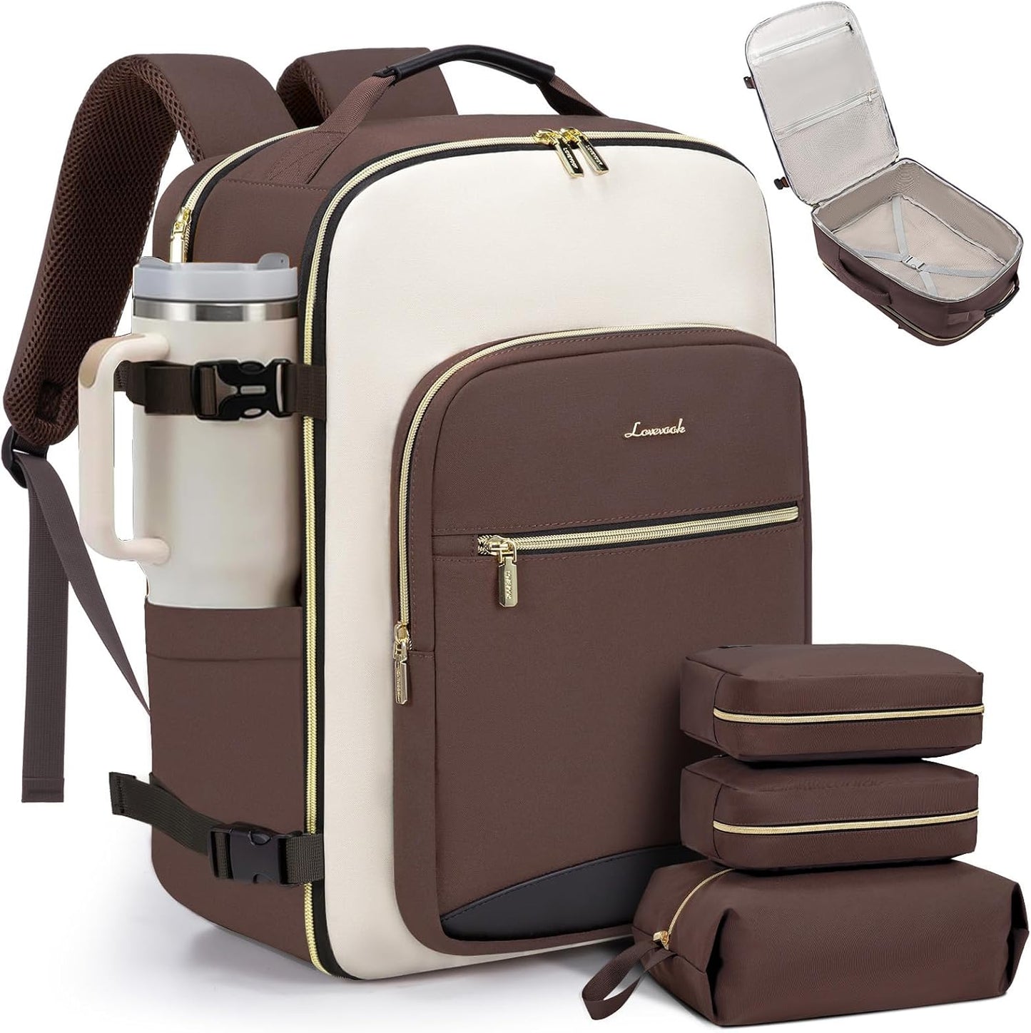 LOVEVOOK 50L Travel Backpack for Women & Men, Airline Approved Carry On Luggage with 3 Packing