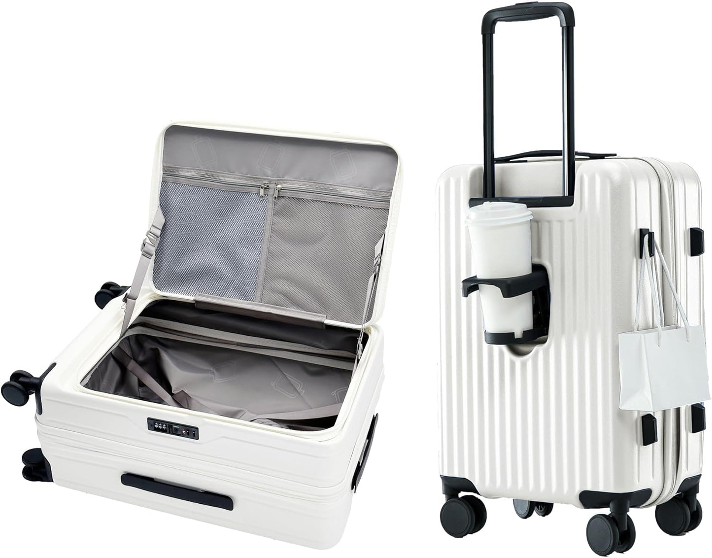 HotWay 24 Inch Expandable Carry On Luggage with Cup Holder, Hardside TSA Approved Luggage with