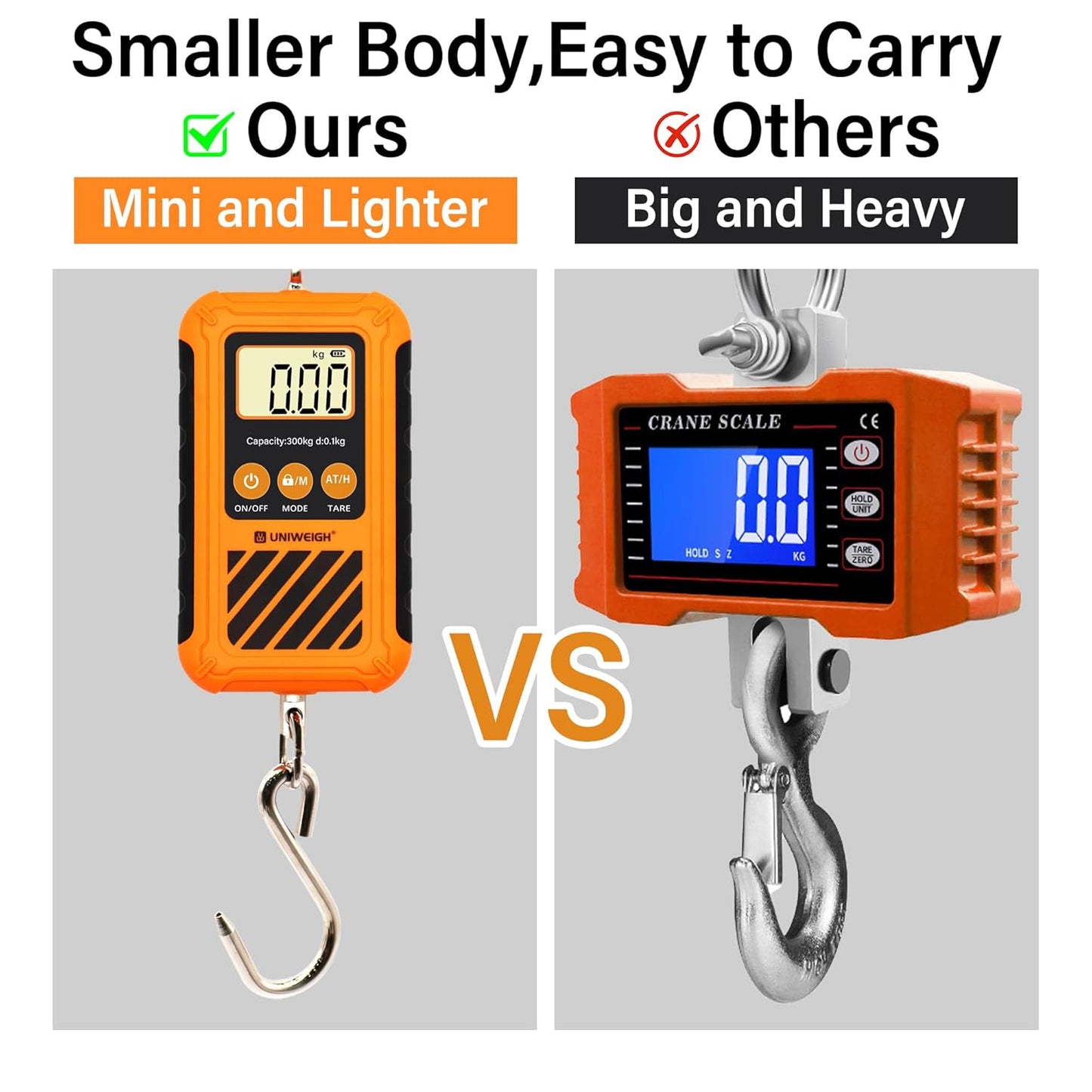 Digital Luggage Scale,Portable Hanging Bag Scale for Travel,Suitcase Weight Scale with Comfortable Handle and Large Hook,Duty Crane Scale with 660LB/300KG for Hunting and Fishing
