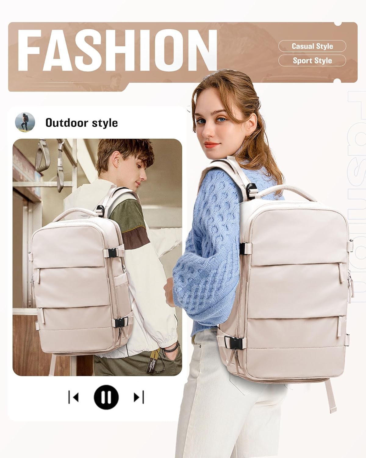 Vacuum Backpack Travel with Pump,Flight Approved 18x14x8 inches Personal Item Travel Bag Travel Backpack with Vacuum System,Flight Approved 18x14x8 inches Laptop Bag,off-white