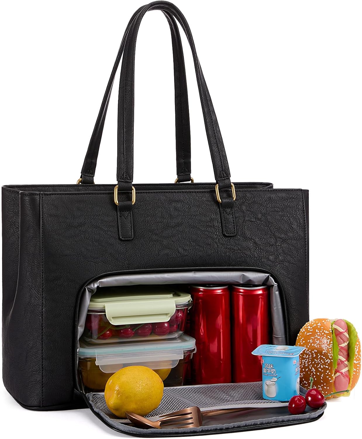 LOVEVOOK Lunch Bag, Tote Bag for Women with Insulated Lunch Compartment, Laptop Work Tote Bag for Teacher, Nurse, Travel, College, Daily,15.6 Inch