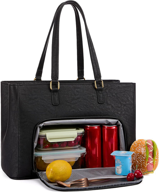 LOVEVOOK Lunch Bag, Tote Bag for Women with Insulated Lunch Compartment, Laptop Work Tote Bag for Teacher, Nurse, Travel, College, Daily,15.6 Inch