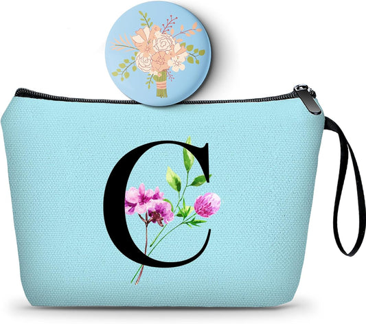 Birthday Thank You Appreciation Monogrammed Gifts for Mom Aunt Teacher Sister Friend Coworkers Bride Bridesmaid Makeup Cosmetic Bag with Mirror Mothers Day Christmas Graduation C