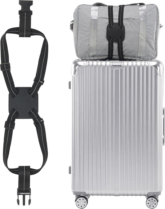 Travelkin Luggage Straps for Suitcases, Luggage Bungee Straps for Attaching Bags, Travel Essentials for Suitcases Add a Bag (Black)