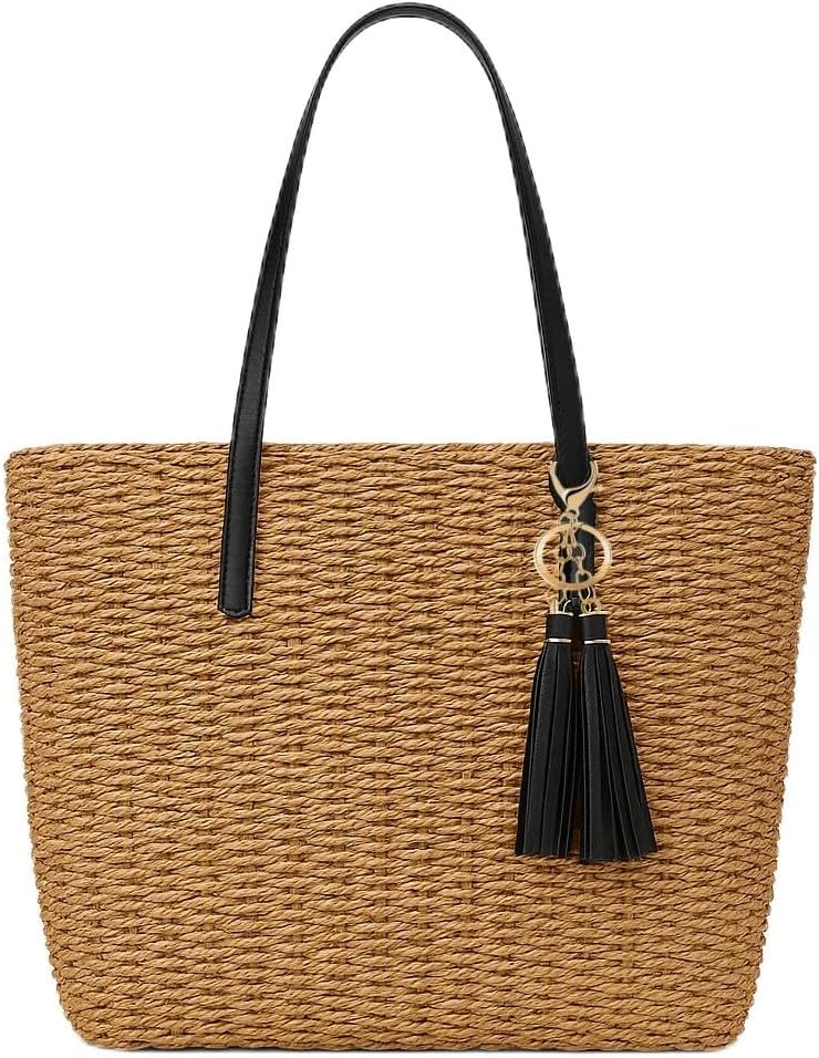 YXILEE Straw Bags For Women | M Size Travel Straw Totes Bag Woven Summer Handmade Shoulder Bag