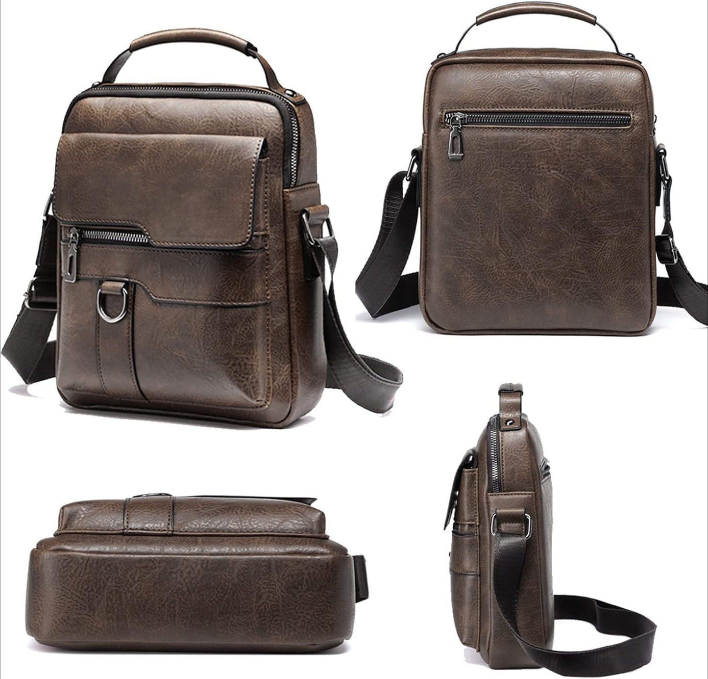 Vintage Genuine Leather Crossbody Bag for Men – Small Shoulder Satchel Handbag for Daily Use