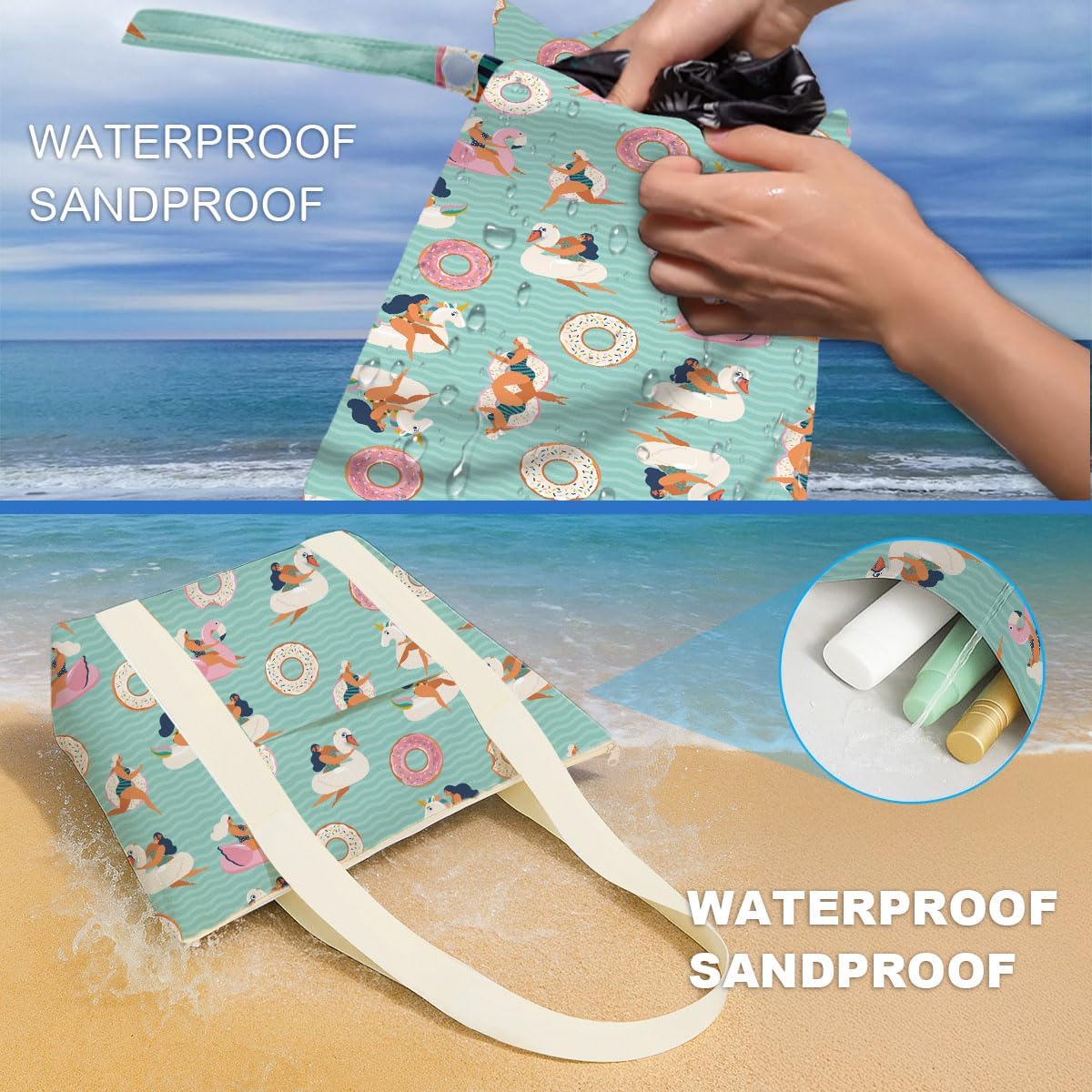 ENGVZ Beach Bag Wet Bag Waterproof Sandproof Women Beach Tote for Friends Travel Gifts Vacation Essential Friendship Gifts