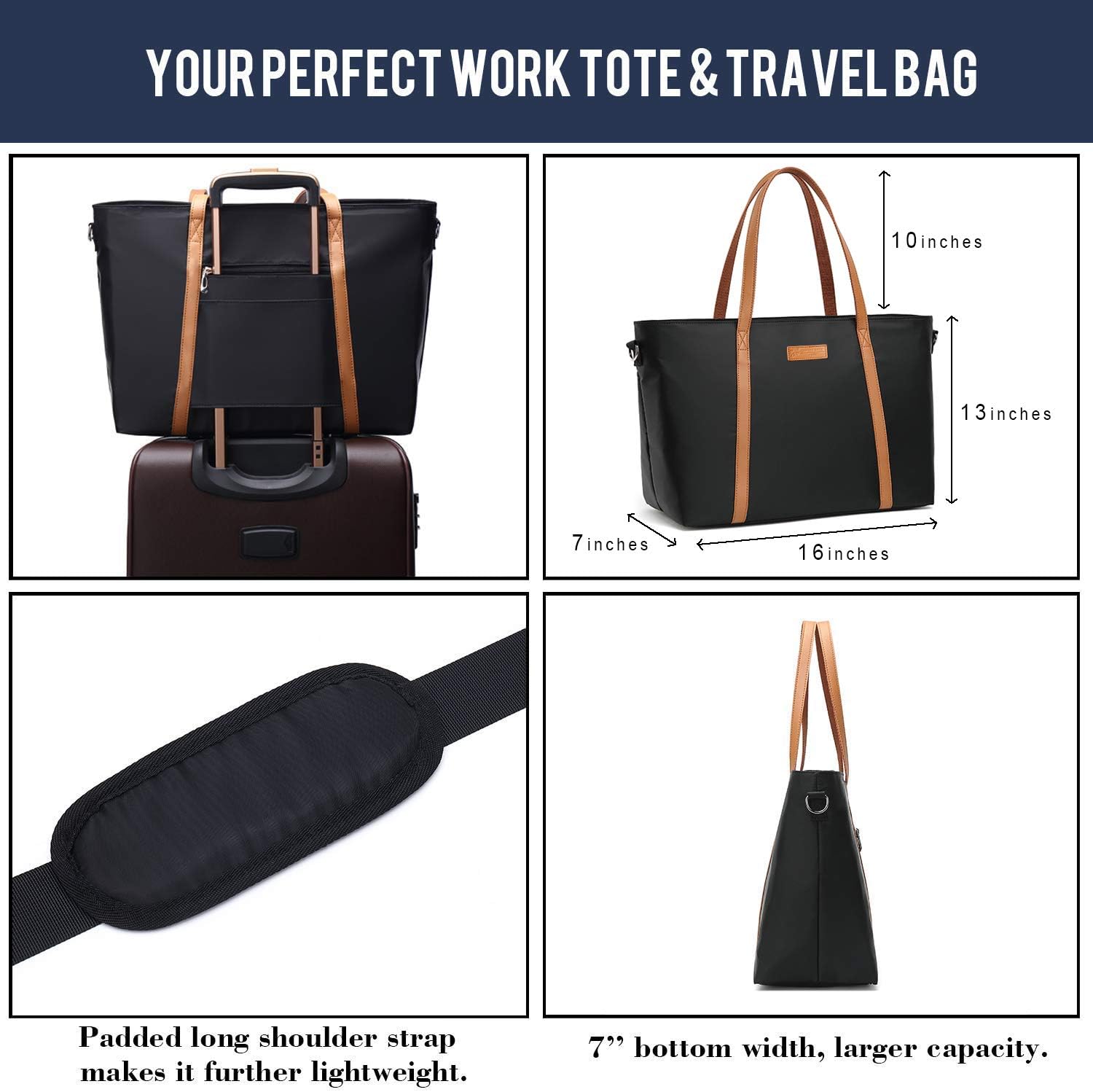 BUG Lightweight Women Laptop Tote Bag for Work, Casual Handbag for Travel Beach College Teacher