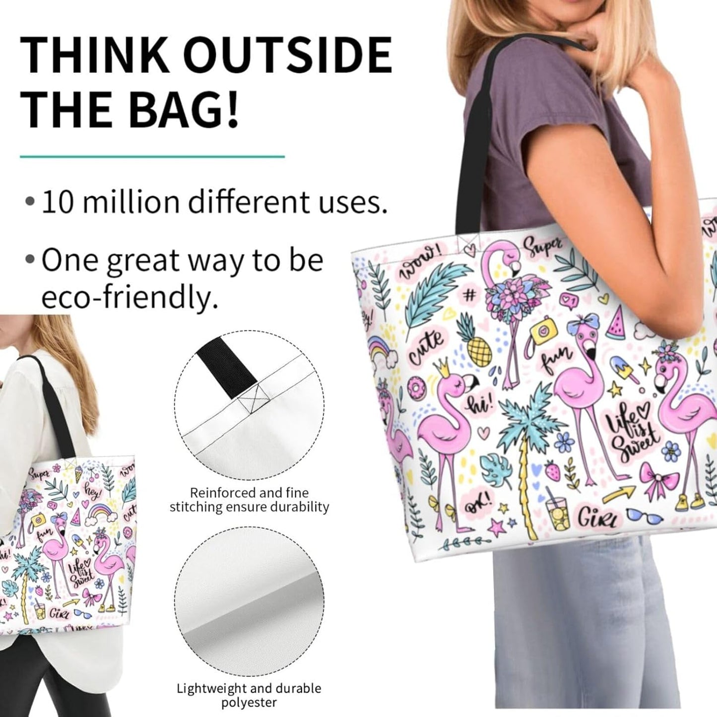 Tote Bag Beach Bag for Women Reusable Grocery Large Shopping Shoulder Bag Travel Handbag