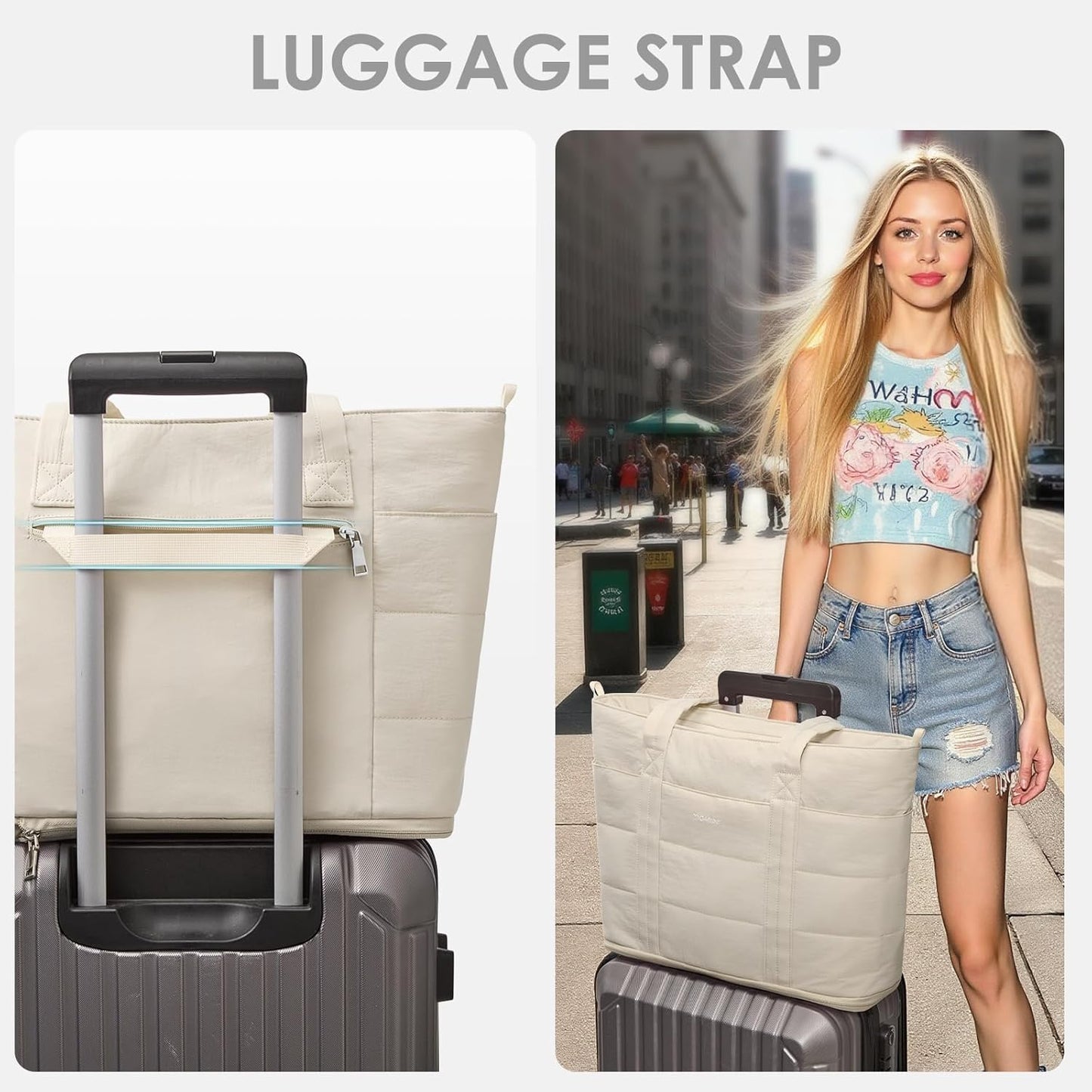 G4Free Tote Bag for Women,Puffer Work Bags with Zipper Compartments, Expandable Handbag for Travel Work Sport