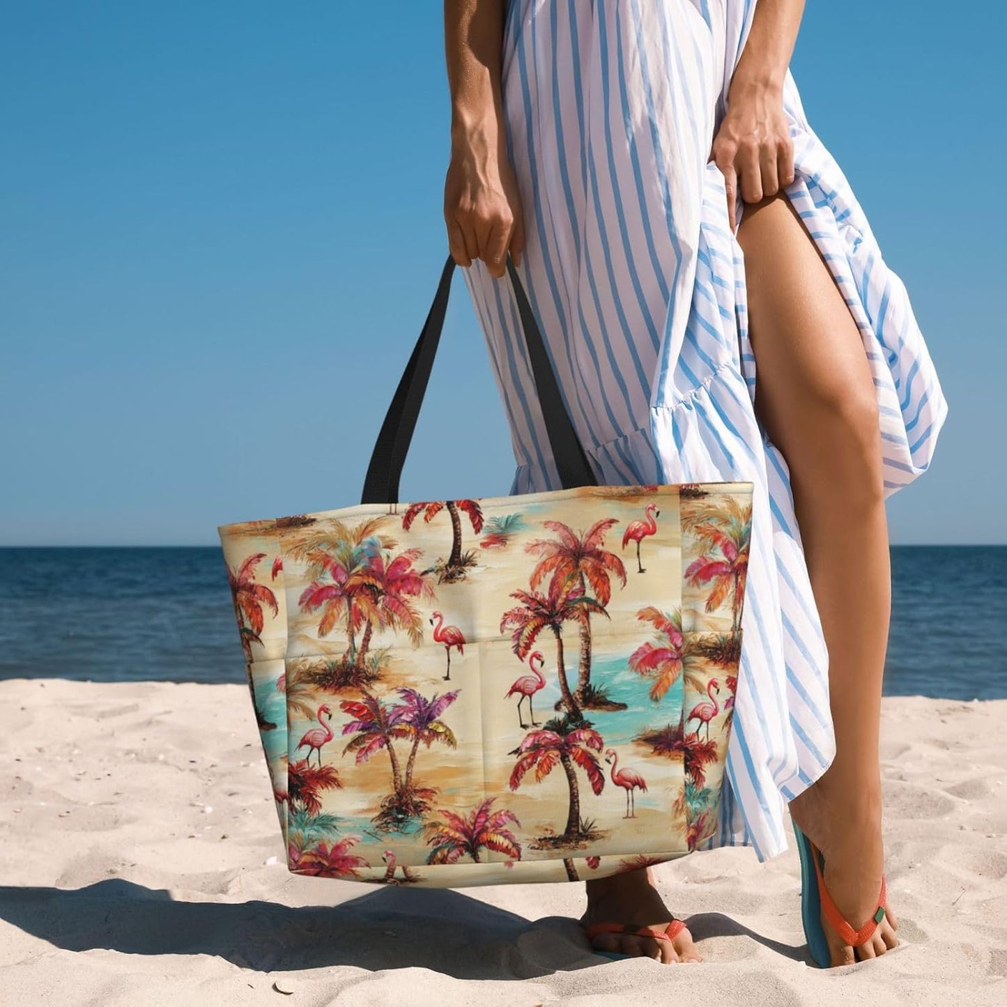 Beach Bag for Women Beach Tote Bag Waterproof Sandproof Large Bags with Zipper Big Capacity for