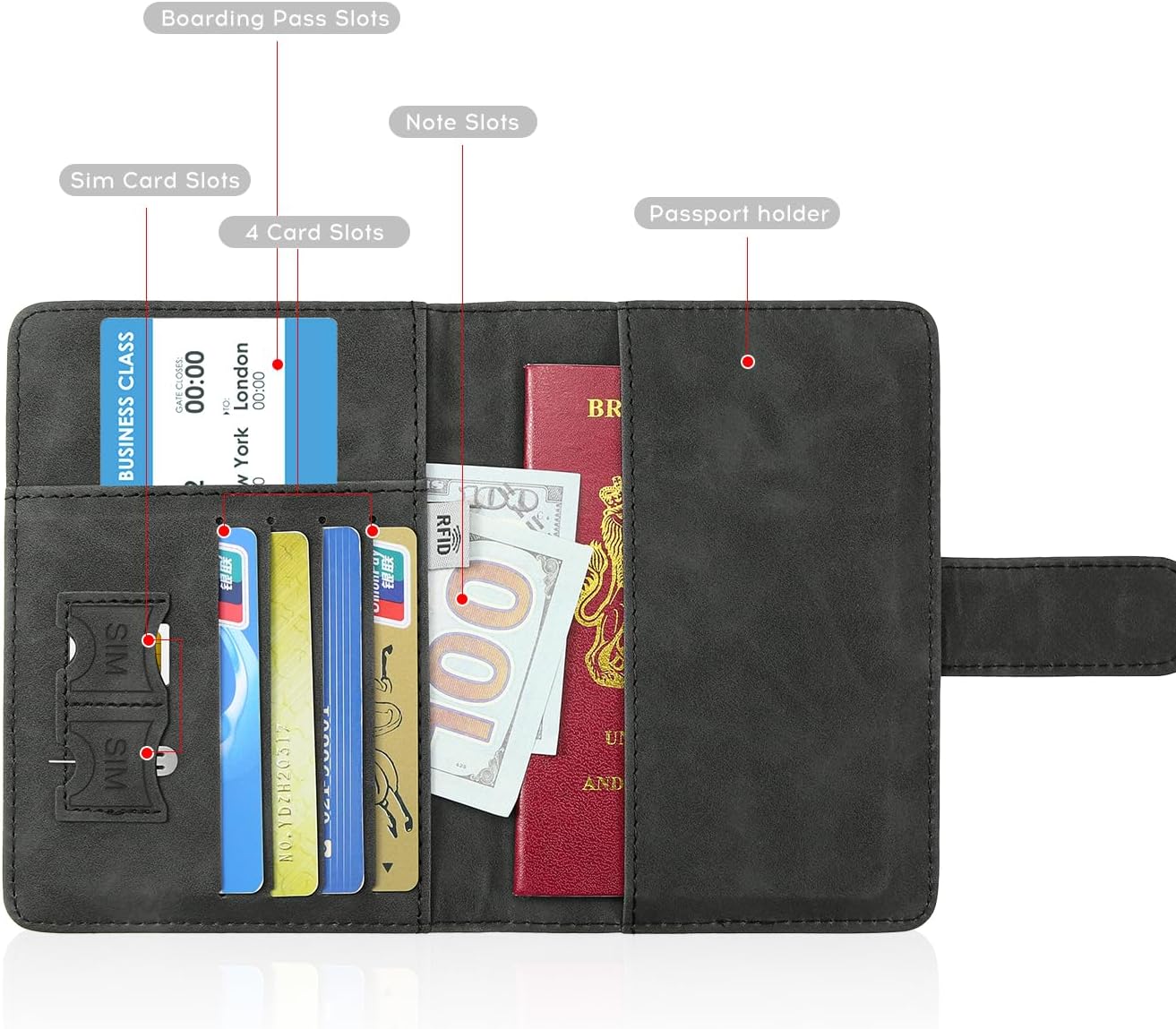ILIYAH-Passport Cover-Passport Holder Travel Wallet-RFID Blocking Passport Case Travel Accessories Card Holder Wallet Unisex Travel Gifts(Black)