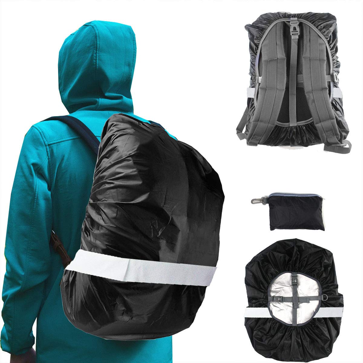 Frelaxy Hi-Visibility Backpack Rain Cover with Reflective Strip 100% Waterproof Ultralight Backpack