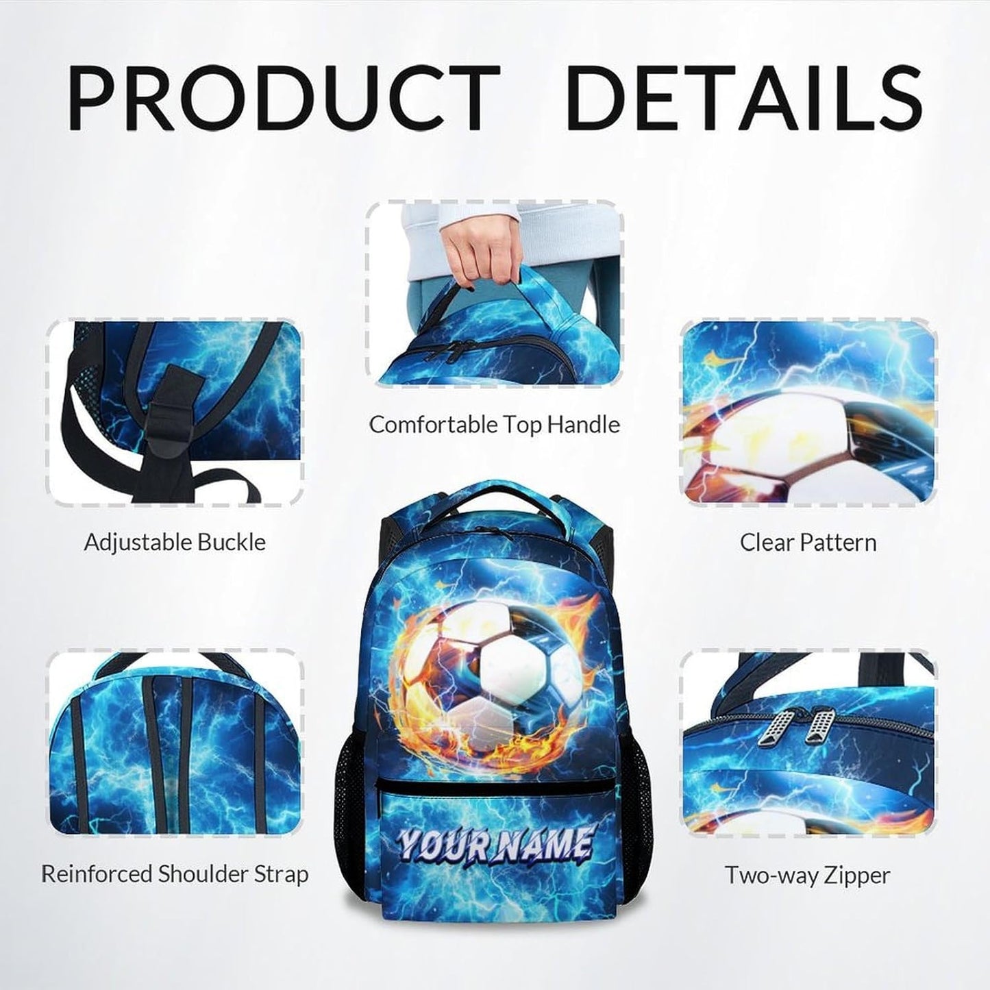 Kids Backpack - Personalized Soccer Backpacks for Boys Girls - Custom Sports Bookbag for Youth - Durable School Bag for Elementary(17 Inch)