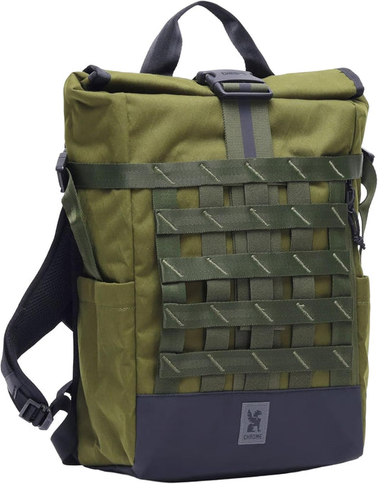 Chrome Industries Barrage 18L Moss X Roll-Top Backpack – Water Resistant Bag for Work, School, Travel – Features Cargo Net & Laptop Pocket