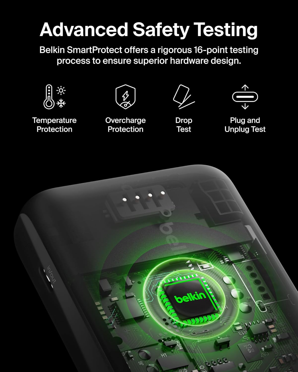 Belkin Portable Charger, Wireless Power Bank 15W 5000mAh w/ Qi2, MagSafe Charger + Built-in Pop-up Kickstand - iPhone 17, Air, Pro, Pro Max, AirPods, Apple Watch, Google Pixel 10, etc. - Black