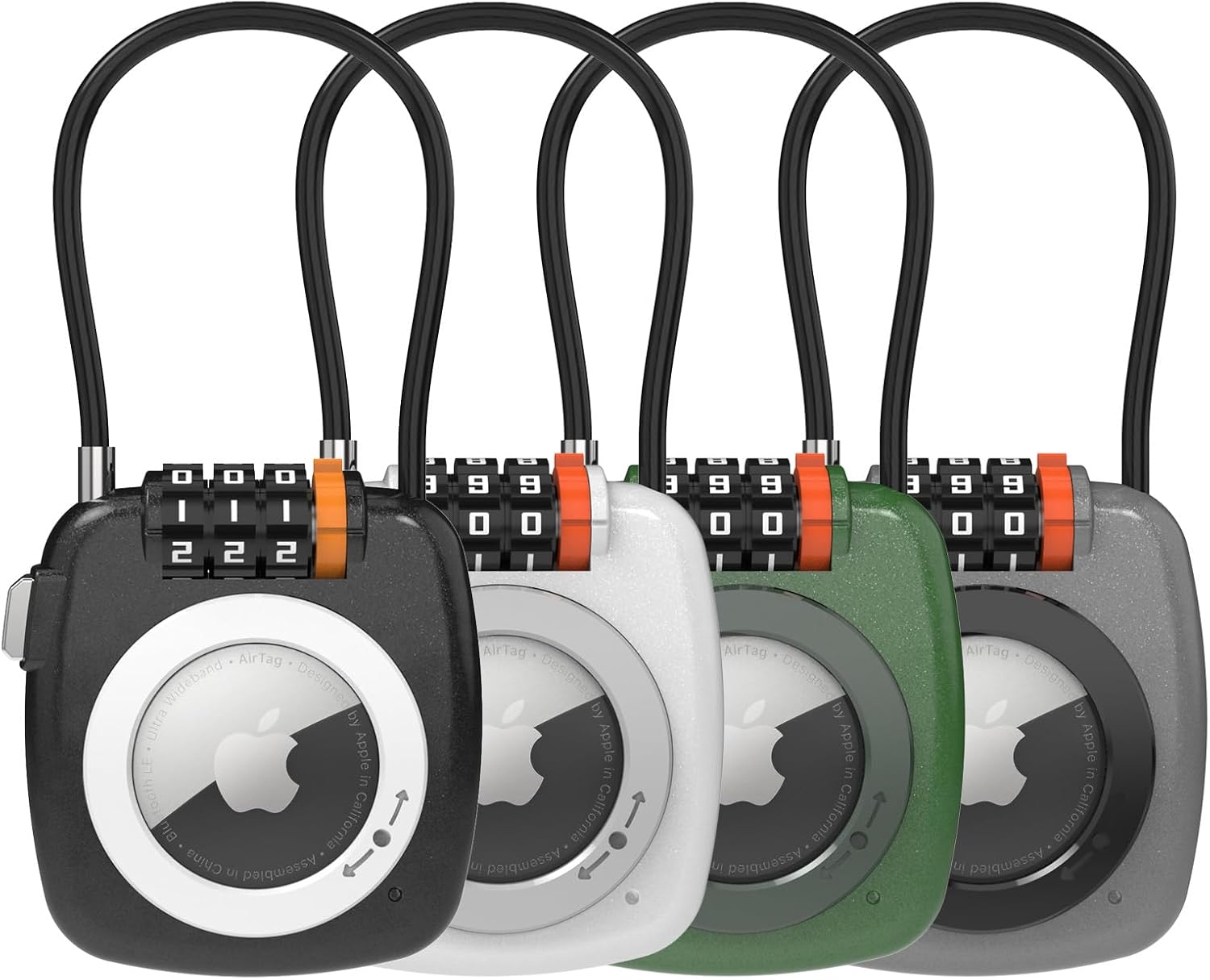 Compatible with Apple AirTag Secure Lock with Wire Cable, 3-Digit Combination Luggage Locks, Alloy