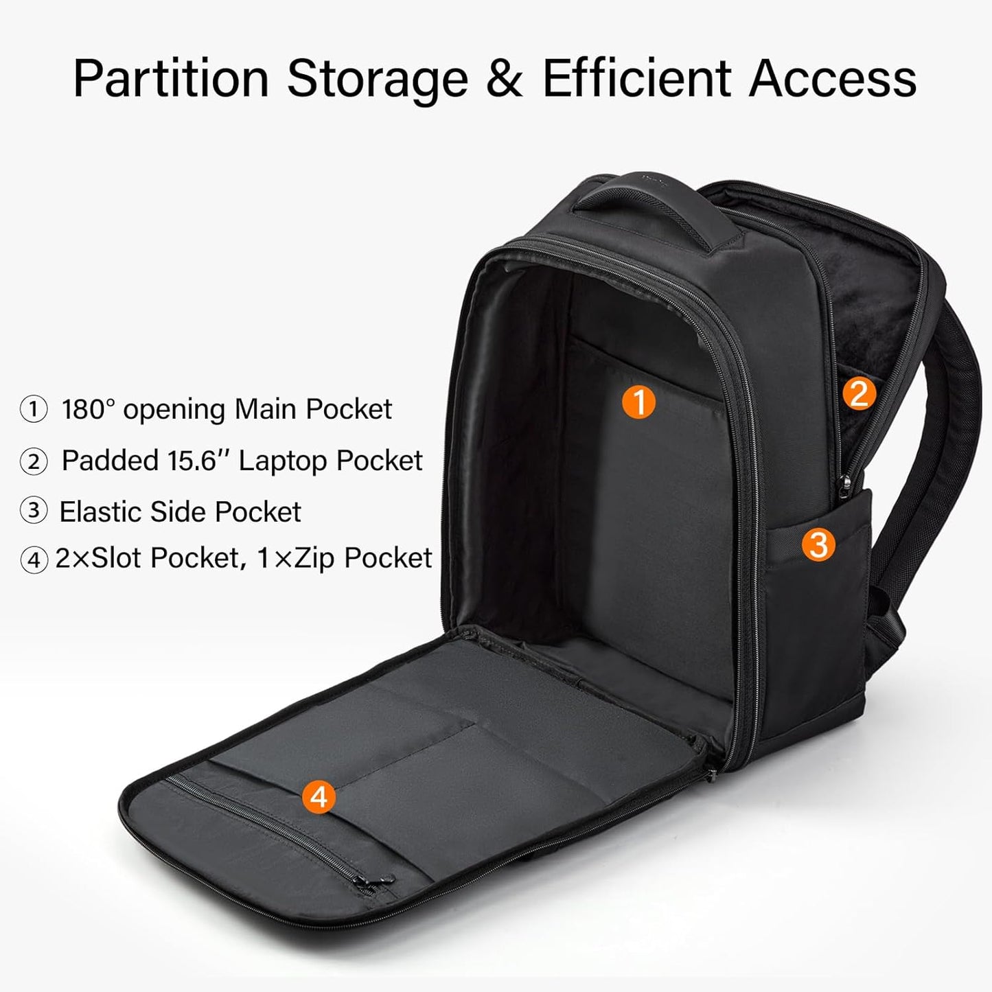 Hanke Expandable Travel Backpack 17 Inch, Full-Open Laptop Backpack Fits 15.6 Inch, Carry On