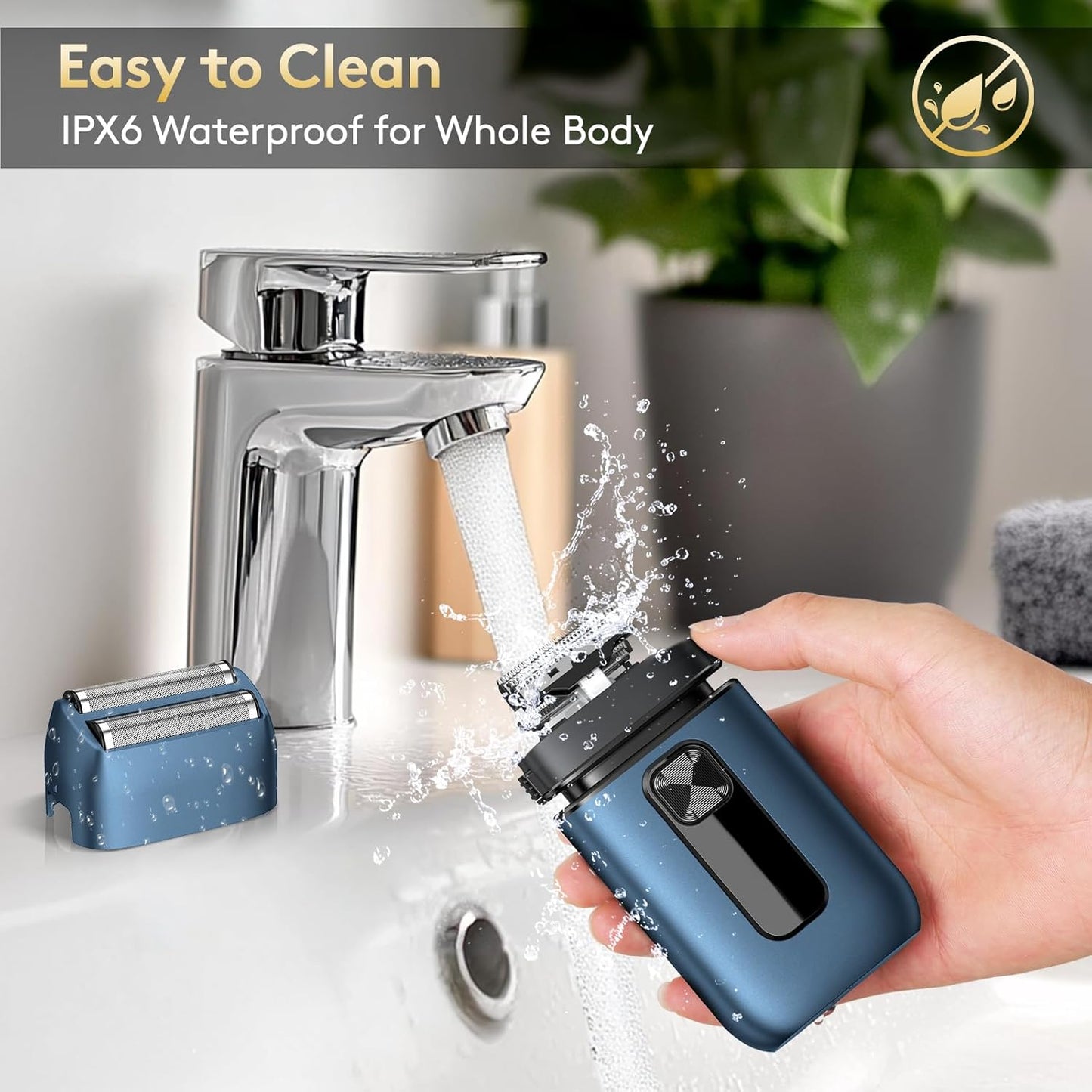Brightup Foil Shaver Electric Razor & Shavers for Men with Trimmer[150 Min Runtime], IPX6 Waterproof Double Floating Blades for Shaving Face, Cordless/Type C Rechargeable/Travel Lock/LED Display