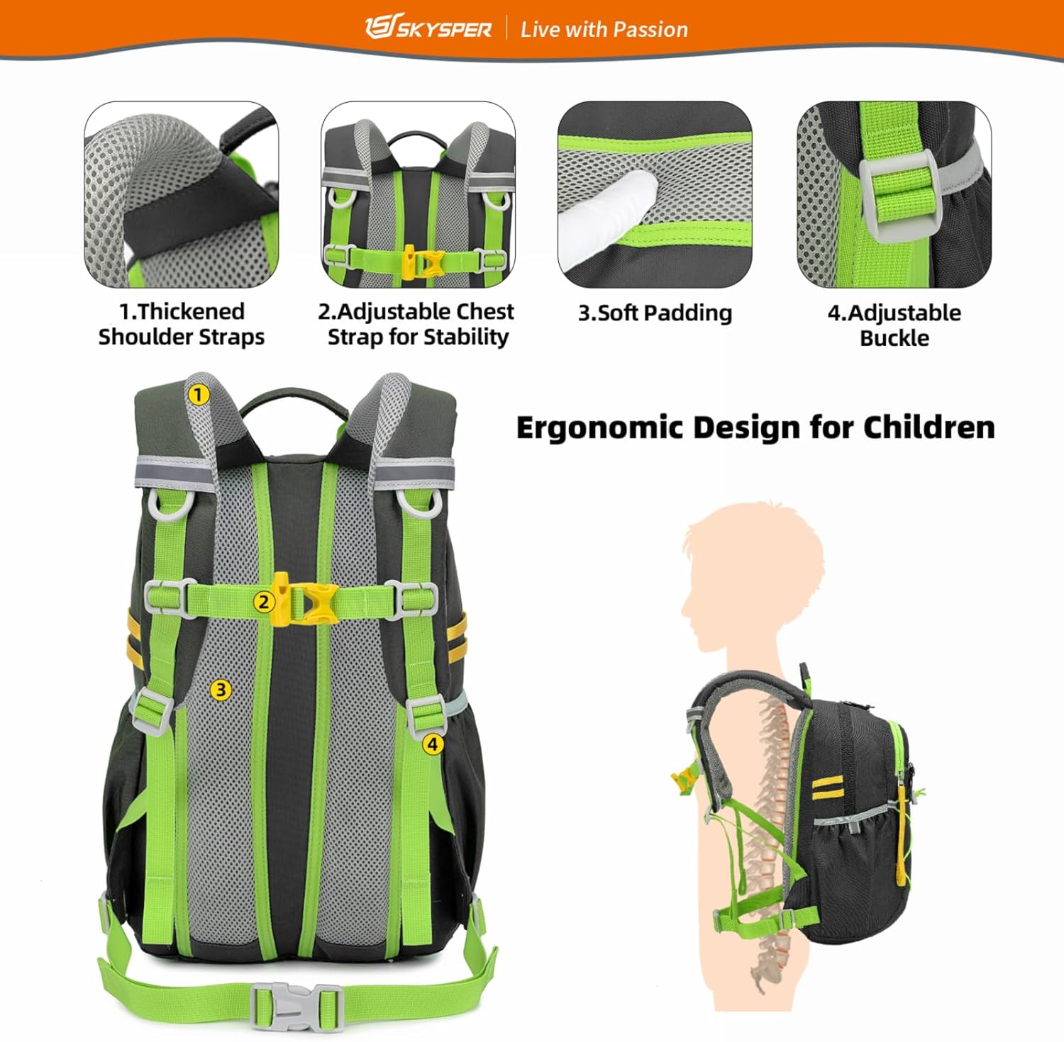 SKYSPER Kids Backpack 12L Children School Bag Child Boy Girl Pack Ages 4-8 for Traveling Day Trips