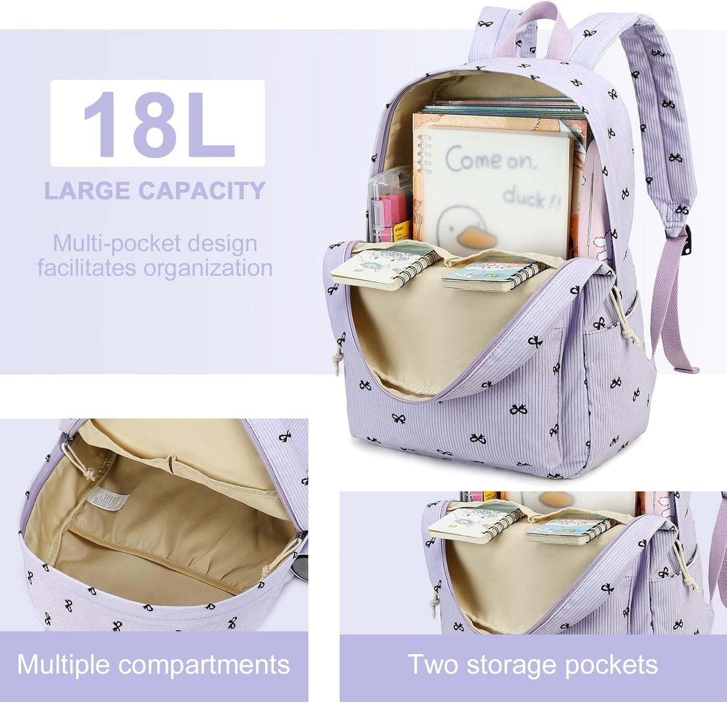 LEDAOU School Backpack Teen Girls Lightweight Bookbag Elementary Middle School Backpacks College Laptop Bag Travel Daypack