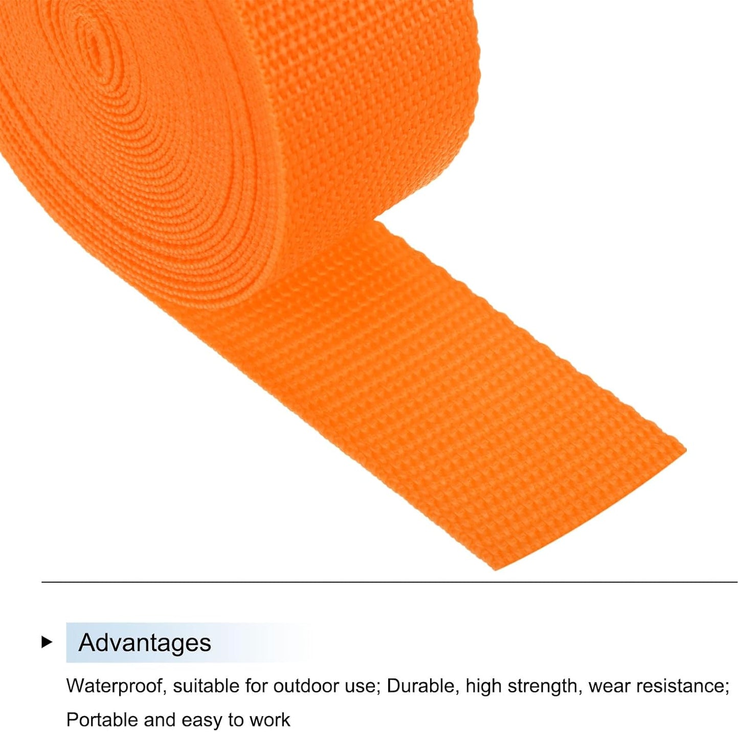 MECCANIXITY Lightweight Polypropylene Webbing Strap 1 1/2" 5 Yard Backpack Strapping Band Light Orange for Outdoor Luggage Cargo Straps
