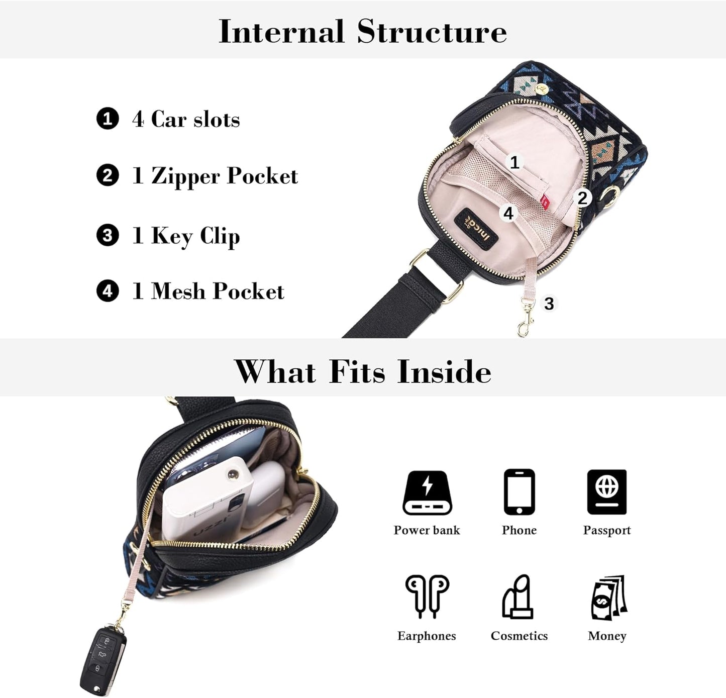 INICAT Travel Small Sling Bag Faux Leather Crossbody Bags Women Cross Body Bag Purses for Woman