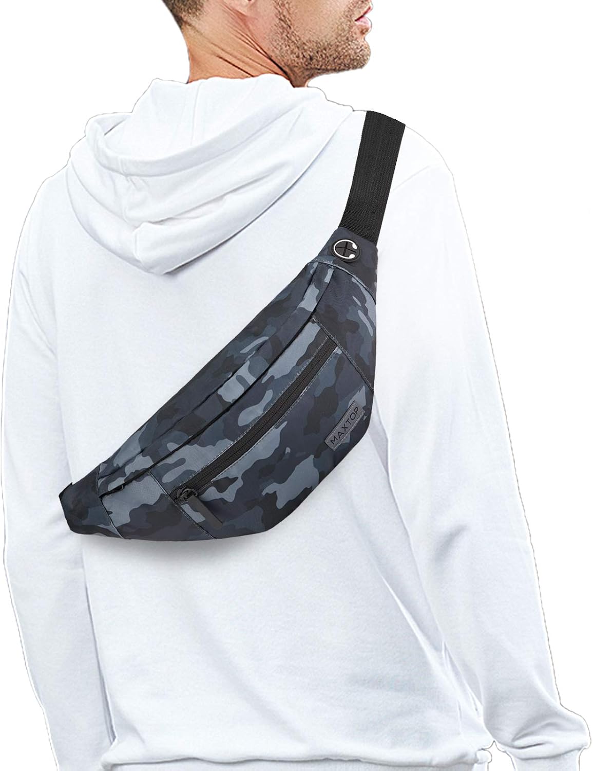 MAXTOP Large Crossbody Fanny Pack with 4-Zipper Pockets,Gifts for Enjoy Sports Festival Workout
