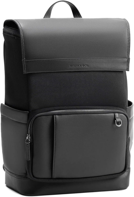Maverick & Co. Maximus Men’s Laptop Backpack – Work, Travel, Tech, Business, Nylon, Stylish College Daypack (Black)