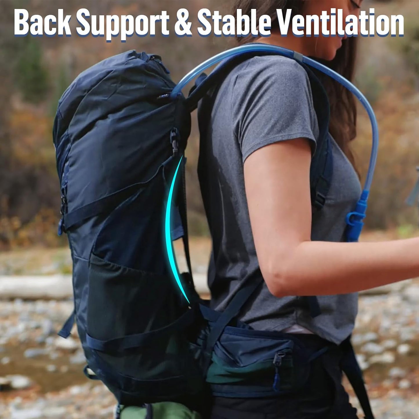 Night Cat Internal-frame Hiking Backpack: 30L Camping Backpack for Men Women Lightweight Waterproof Rain Cover Blue