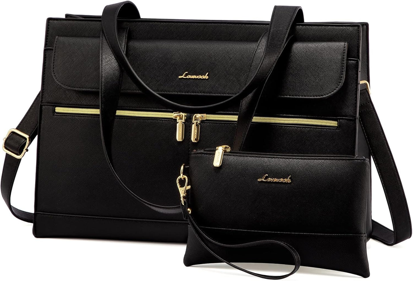 LOVEVOOK Laptop Bag for Women 17.3 Inch Laptop Tote Work Bags Professional Leather Computer Briefcase Waterproof Handbag Shoulder Large Capacity Business Teacher Office Crossbody Purse