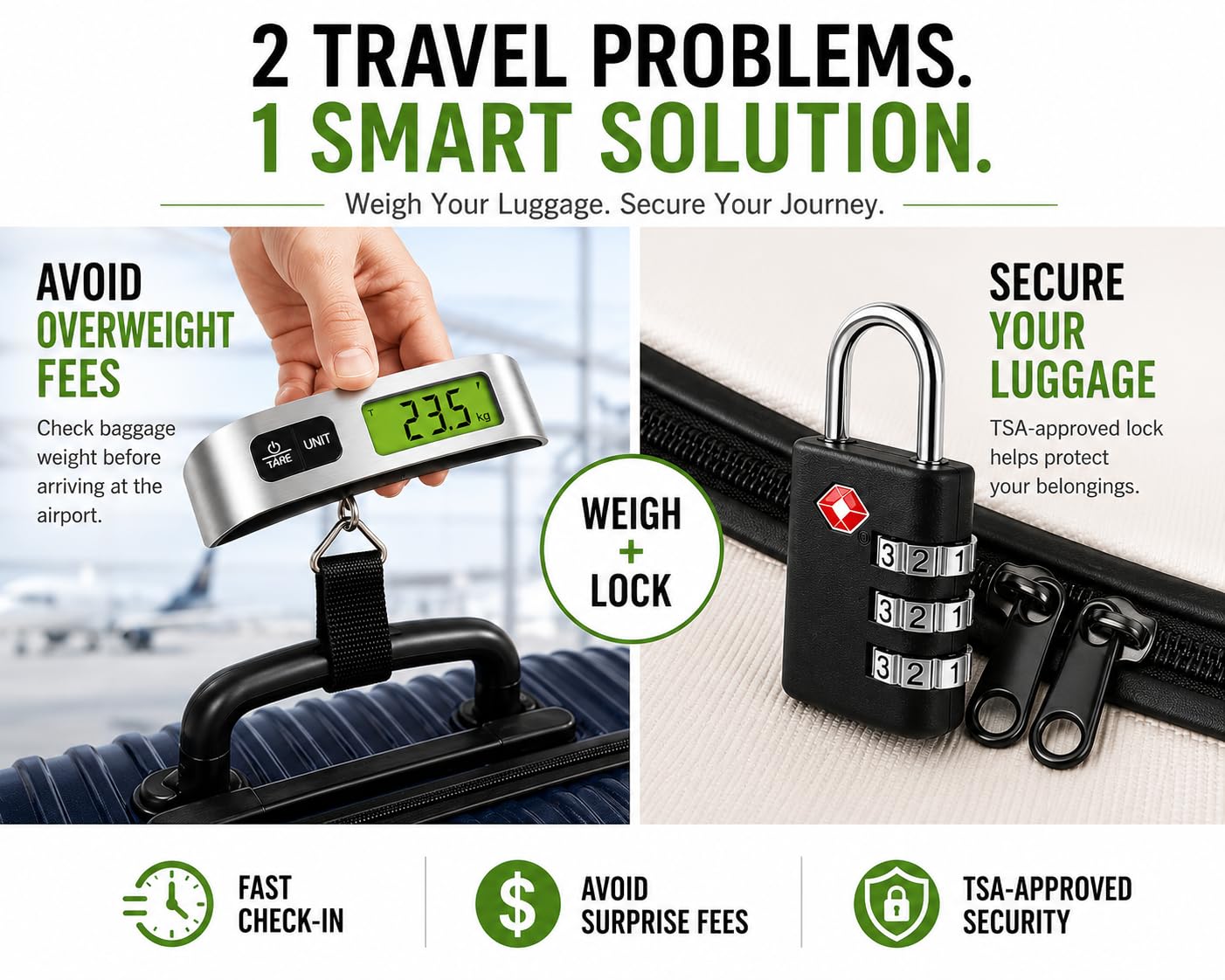 Luggage Scale with TSA Approved Lock, Digital Portable Hanging Baggage Scale 110lb/50kg, Travel