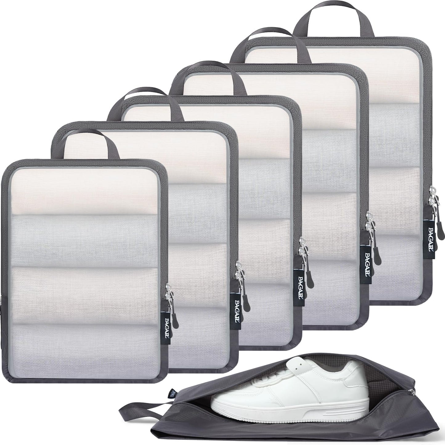 BAGAIL 6 Set Ultralight Compression Packing Cubes Packing Organizer for Travel Accessories Luggage Suitcase Backpack