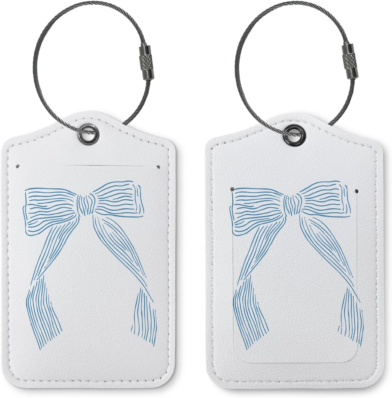 Coquette Luggage Tags for Suitcases,Bow Preppy Luggage Tag,Bule Trendy 2 Pack Luggage Tags for Travel,Teen Girls Gifts Suitcase Tags