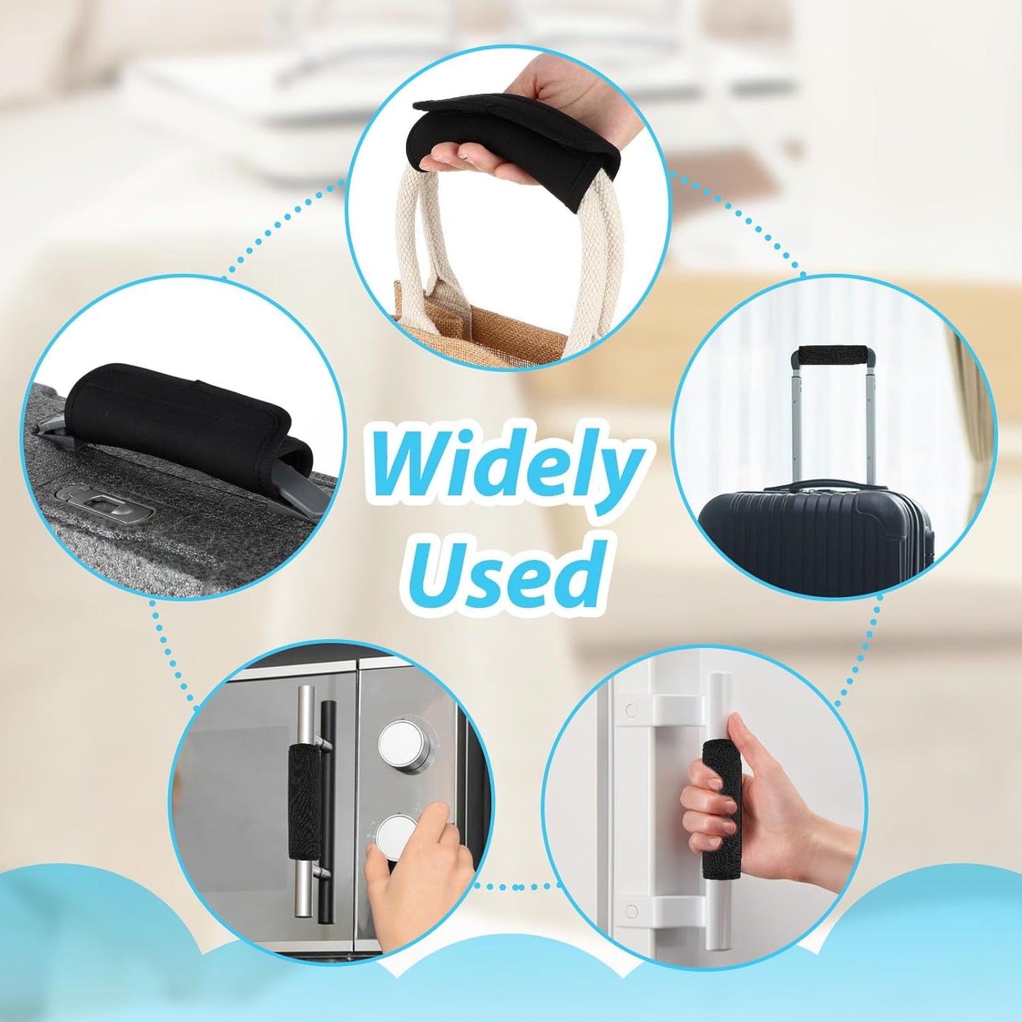 2 Pack Luggage Handle Wraps for Suitcase, Bright Color Comfort Soft Handle Covers Suitcase Luggage Handle Wrap Luggage Tag Wraps Travel Accessories (Black)