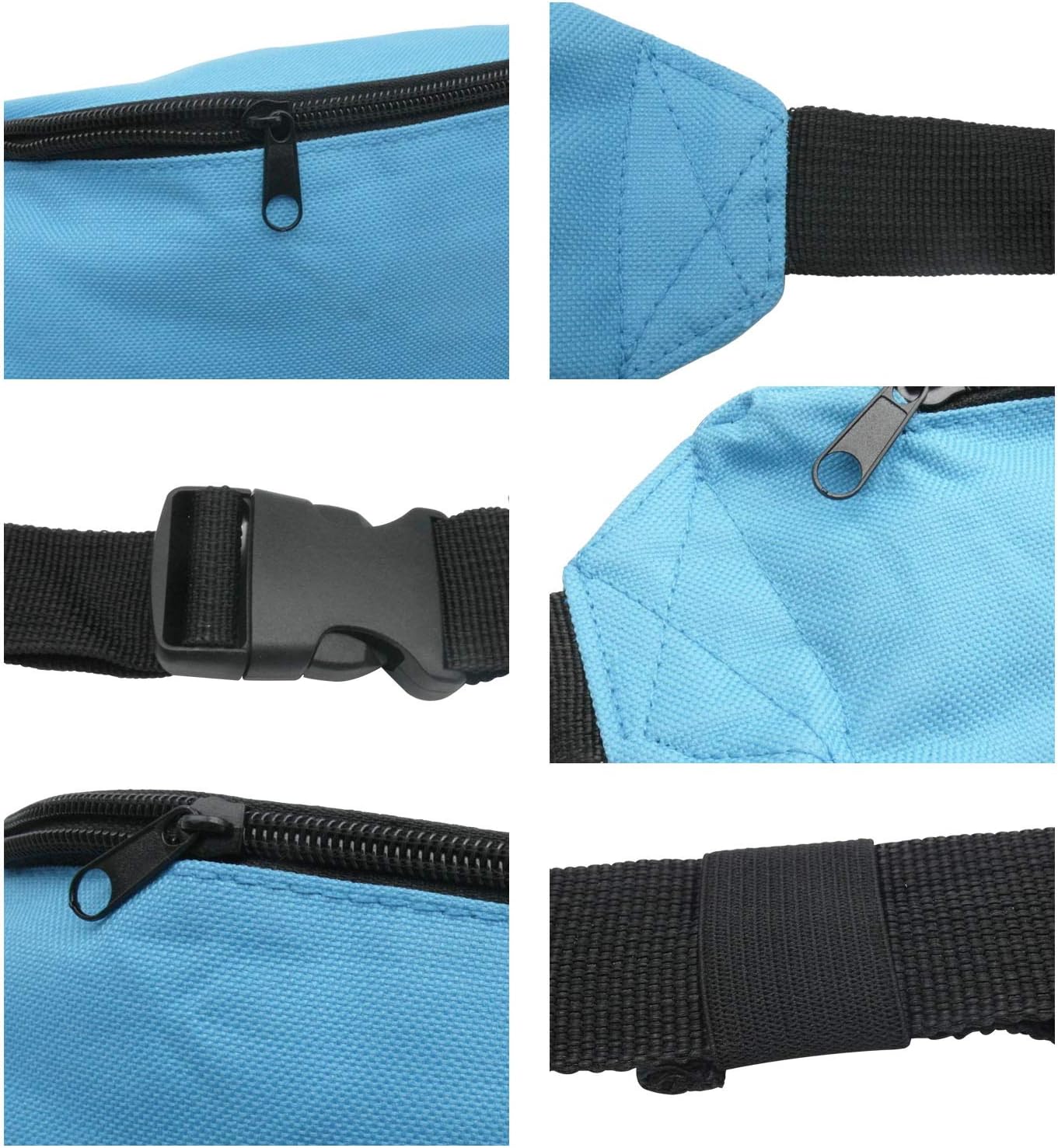Unisex Fanny Pack for Women Men, Fashion Sporty Multi-purpose 2-Zipper Waist Belt Bag Fanny Pack Waist Bag Adjustable Strap for Sport Hiking Traveling Passport Wallet (9pcs Mixed Colors)