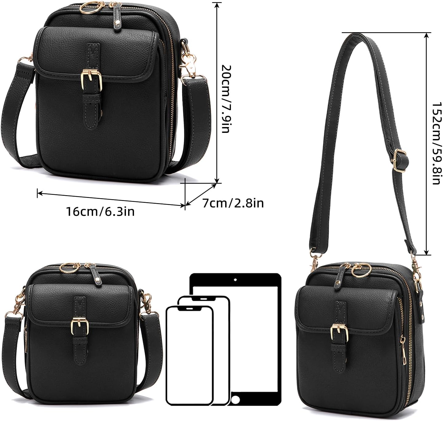 ChuLian Vintage Crossbody Bag For Women Men Small Messenger Bag Crossbody Handbags Large Shoulder Bags With 10 Card Slots